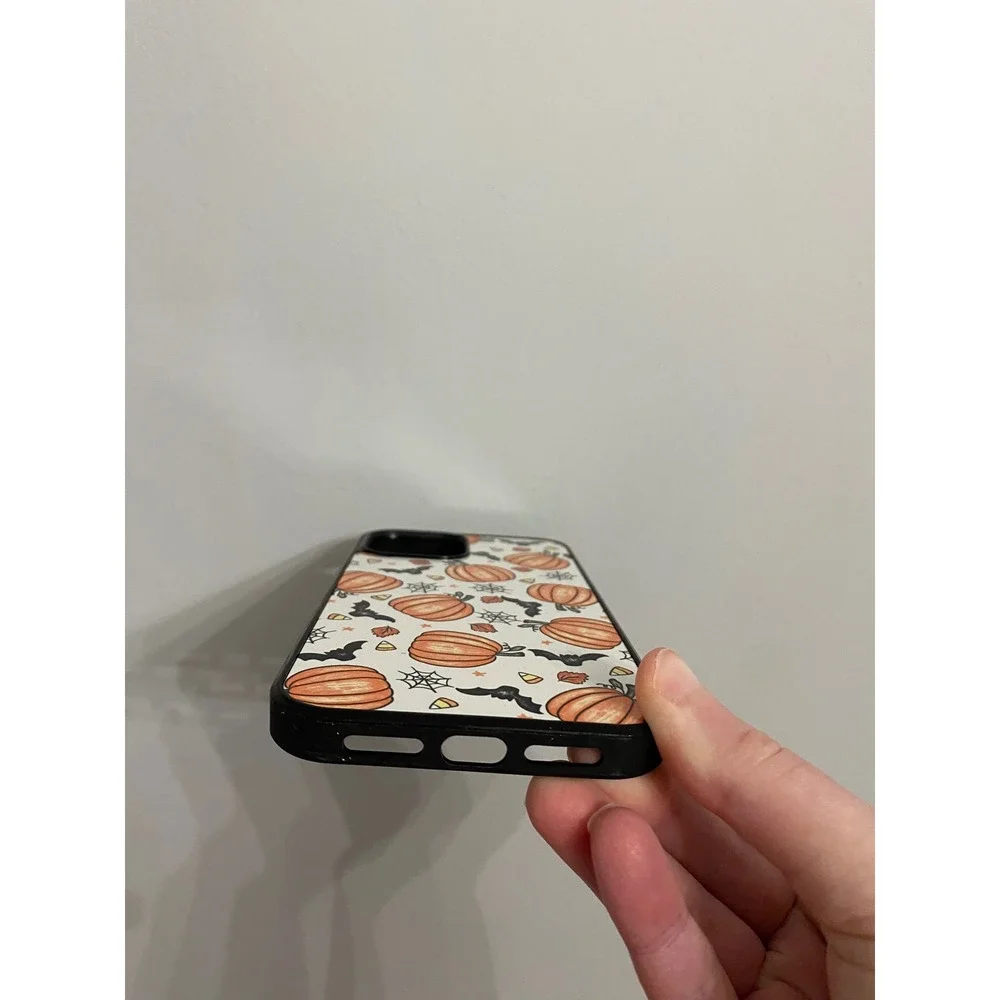 iPhone 12 Pro Max Case Unisex Large Orange Halloween Pumpkin Bat Fall Print